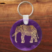Porte-clés faux gold tribal elephant purple brushstroke (Recto)