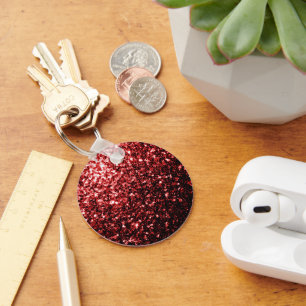 Porte-clés Faux paillettes rouge foncé scintillent de glamour