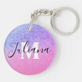 Porte-clés Faux Parties scintillant deux tons rose gras monog (Dos)