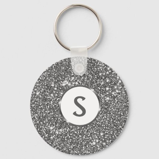 Porte-clés Faux Parties scintillant en argent Texture Look &  (Recto)
