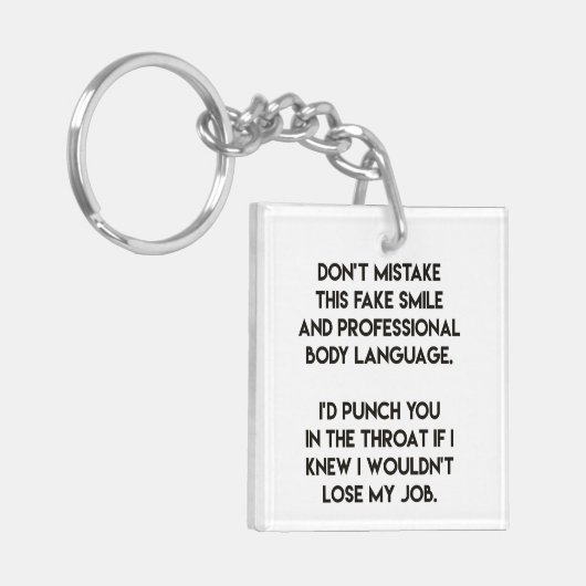 Porte-clés Faux sourire - drôle, citation sarcastique (Devant gauche)