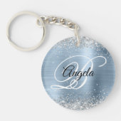 Porte-clés Faux Sparkly Silver Parties scintillant Blue Foil  (Devant)