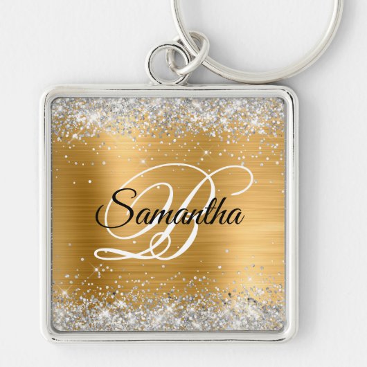 Porte-clés Faux Sparkly Silver Parties scintillant Gold Foil (Devant)