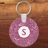 Porte-clés Faux Texture de Paillettes Roses et Monogramme Per (Recto)
