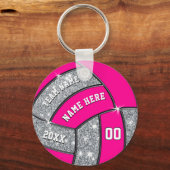 Porte-clés Favoris de volleyball en argent, rose, blanc (Recto)