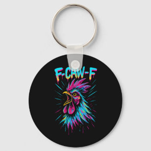 Porte-clés Fcawf poulet drôle F-caw-f coq mème F Caw F M