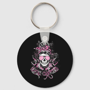 Porte-clés Fck Cancer Crâne Messine Bun Pink Breast Cancer Aw