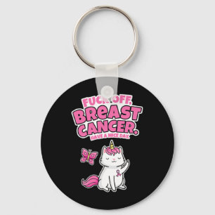 Porte-clés Fck Off Breast Cancer Unicorn chat Papillon Fun Qu