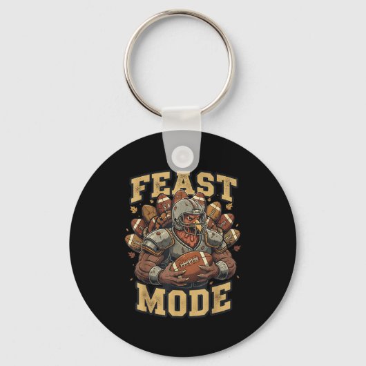 Porte-clés Feast Mode Turkey Football Thanksgiving Funny Vint (Recto)