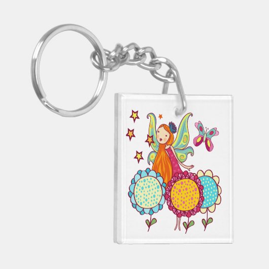Porte-clés Fée de jardin avec des fleurs (Devant gauche)