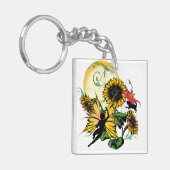Porte-clés Fée de tournesol et chat cosmique (Devant gauche)
