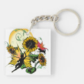 Porte-clés Fée de tournesol et chat cosmique (Dos)