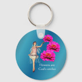 Porte-clés Fée Et Rose Zinnia Flowers Inspirationnel (Recto)
