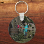 Porte-clés Fée mignonne nourrissant un oiseau (Verso)