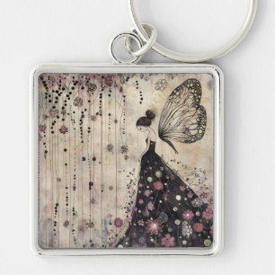 Porte-clés Fée Papillon Gothique Dans Jardin Noir