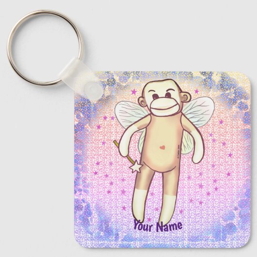 Porte-clés Fée singe en chaussette (Recto)