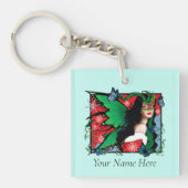 Porte-clés Fée Solstice Rouge Vert Noël (Devant)