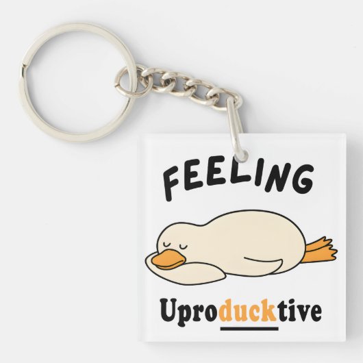 Porte-clés Feeling Unproductive Funny Sleeping Duck Meme (Devant)