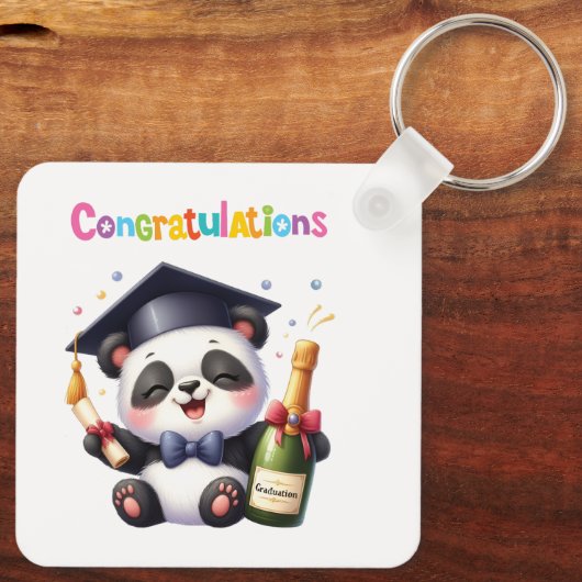 Porte-clés Félicitations à Panda Graduation (Verso)