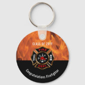Porte-clés Félicitations Classe de Pompiers Flammes | Nom (Recto)