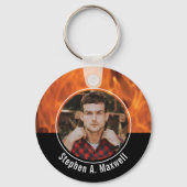 Porte-clés Félicitations Classe de Pompiers Flammes | Nom (Verso)