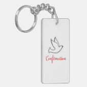 Porte-clés Félicitations Confirmation Colombe avec Or/Rouge (Devant gauche)