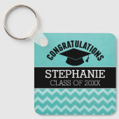 Porte-clés Félicitations Diplômé - Aqua Black Graduation (Recto)