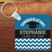 Porte-clés Félicitations Diplômé - Bleu noir Graduation (Recto)