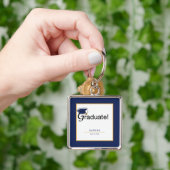 Porte-clés Félicitations Diplômé, Casquette, Tassel, Bleu, Or (main)