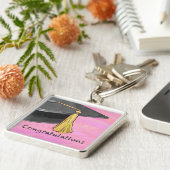 Porte-clés Félicitations Diplômé Noir et Rose (Côté)