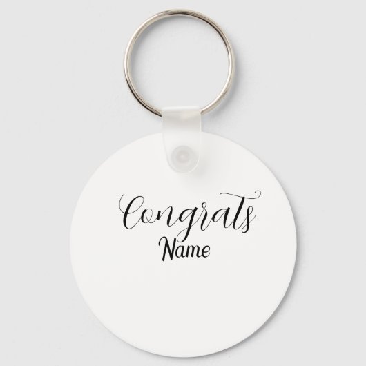 Porte-clés Félicitations diplômé nom simple minimal année pro (Recto)