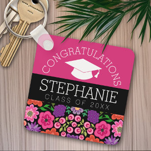 Porte-clés Félicitations Fleurs de Diplômée pour la Remise de