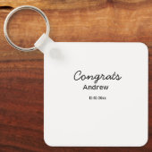 Porte-clés Félicitations minimales simples ajouter nom date a (Recto)