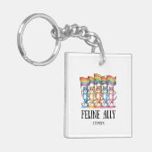Porte-clés Feline Ally - Rainbow Cat LGBTQ Pride (Devant gauche)