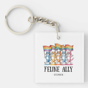 Porte-clés Feline Ally - Rainbow Cat LGBTQ Pride