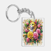 Porte-clés Feline au milieu d'une floraison vibrante (Devant gauche)