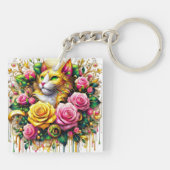 Porte-clés Feline au milieu d'une floraison vibrante (Dos)