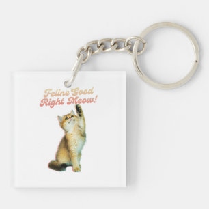Porte-clés Feline Bon Droite Meow Drôle Cat Citation Cute Kit