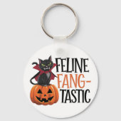 Porte-clés Feline Fang-tastic Halloween Conception de chat Va (Verso)
