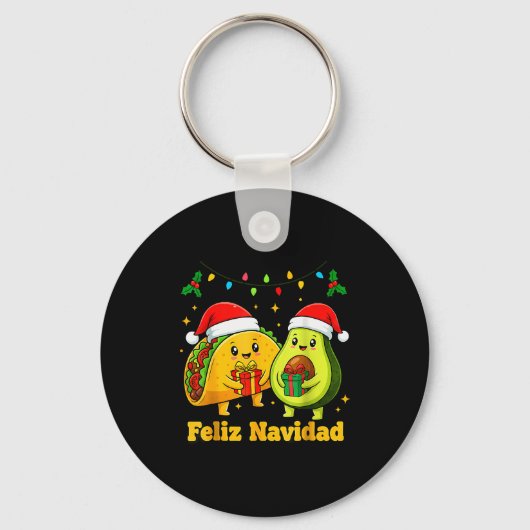 Porte-clés Feliz Navidad Avocado Tacos Mexican Xmas Family Ma (Recto)