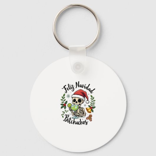 Porte-clés Feliz Navidad Bitchachos Funny Skull Spanish Merry (Recto)