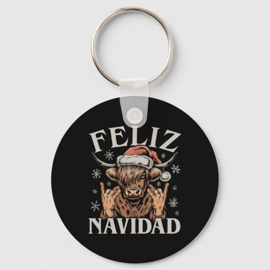 Porte-clés Feliz Navidad Meme Emo Cow Funny Meme Noël (Recto)