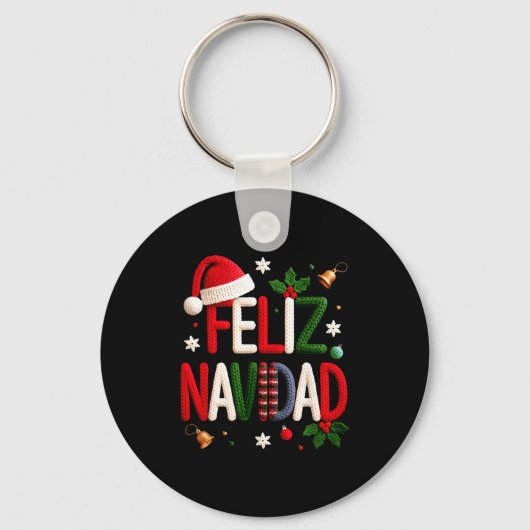 Porte-clés Feliz Navidad Pajamas Spanish Mexican Christmas Bo (Recto)