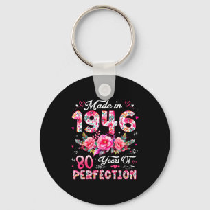 Porte-clés Femme 80 Ans Fabriquée En 1946 Florale 80e Anniver