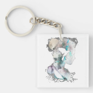 Porte-clés Femme à l'aquarelle