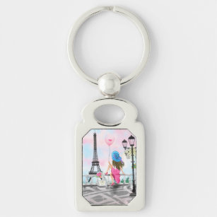 Porte-clés Femme à Paris Cadeau Porte - clé avec Tour Eiffel
