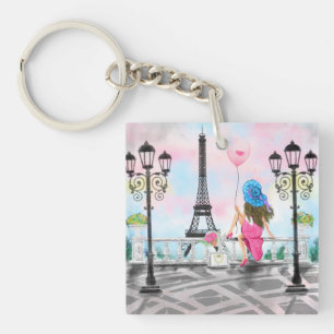 Porte-clés Femme À Paris Tour Eiffel Porte - clé