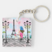 Porte-clés Femme À Paris Tour Eiffel Porte - clé (Dos)