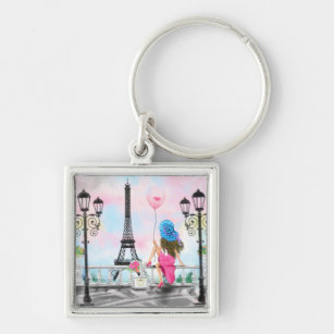 Porte-clés Femme À Paris Tour Eiffel Porte - clé Cadeau