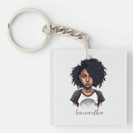 Porte-clés Femme afro chic et classique (Devant)